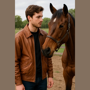 Vintage unisex leather jacket Rugged Leather bomber jacket unisex brown leather
